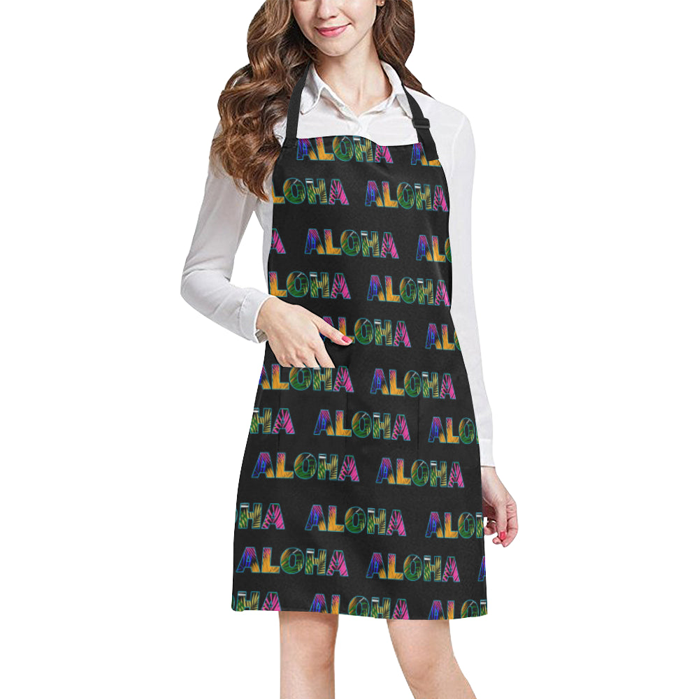 Aloha Hawaii Neon Apron with Pocket