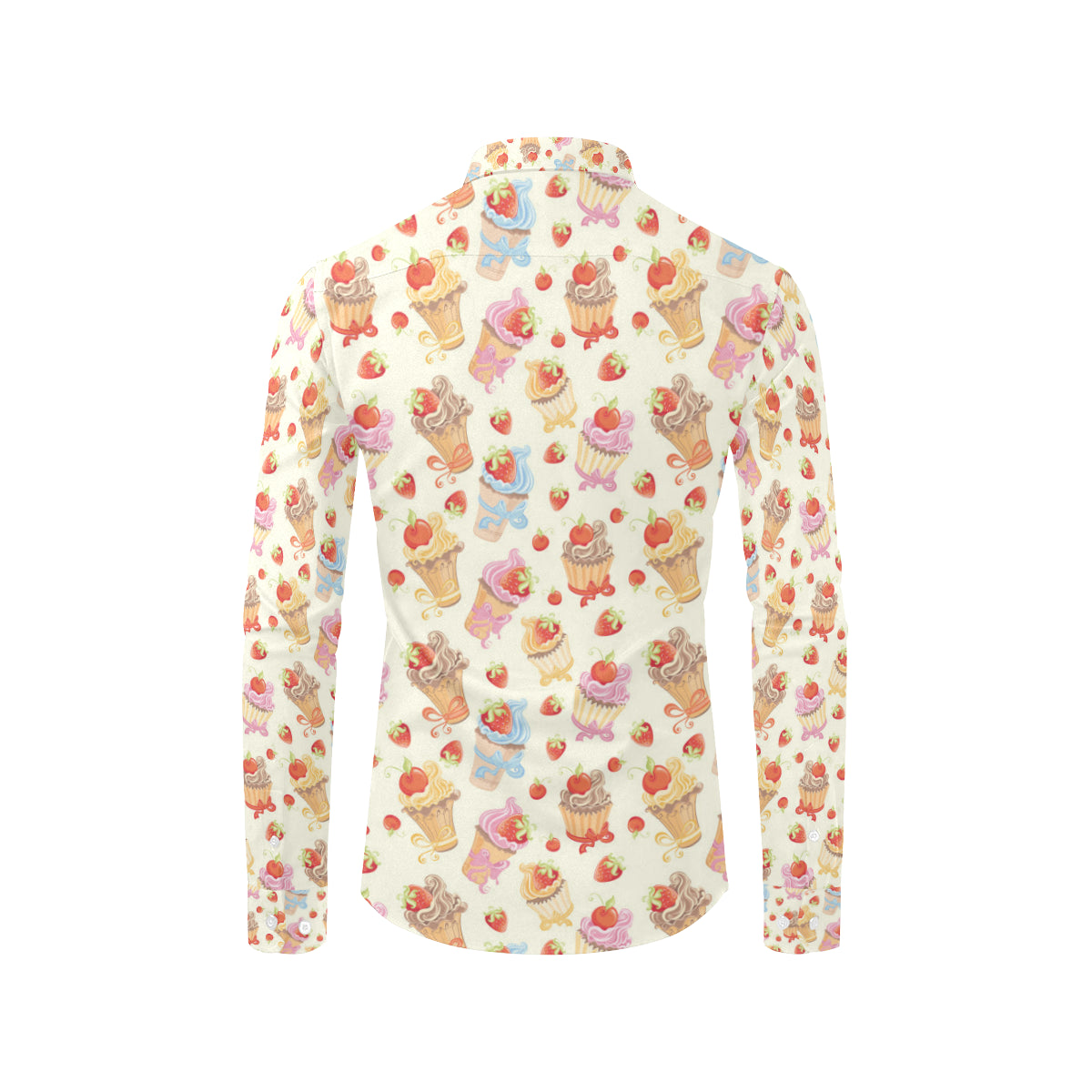 Cupcakes Strawberry Cherry Print Men's Long Sleeve Shirt