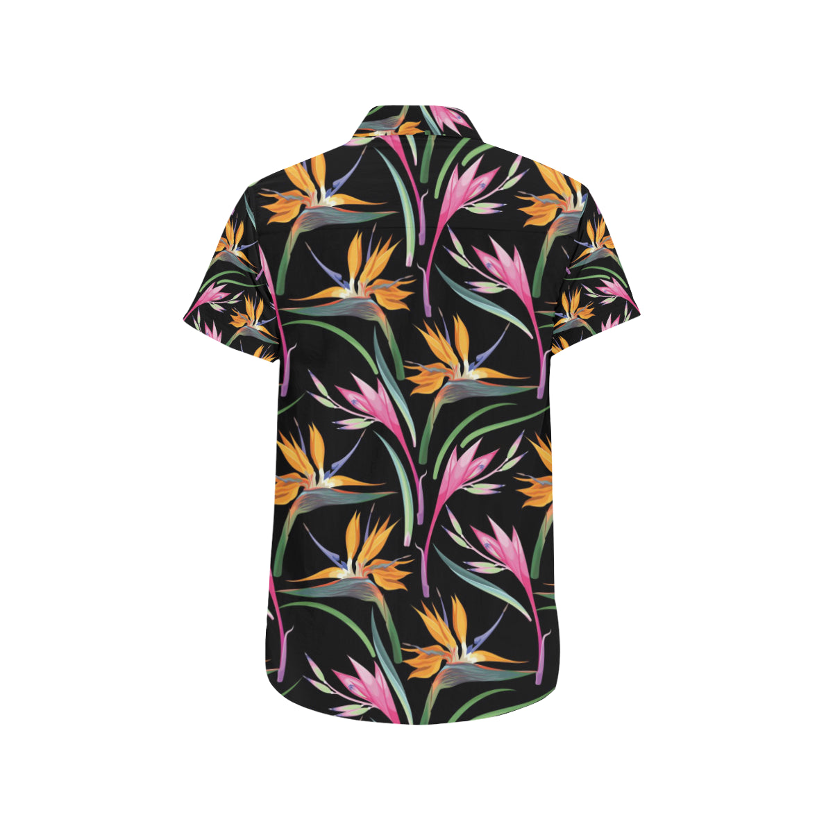 Tropical Flower Pattern Print Design TF017 Men's Short Sleeve Button Up Shirt