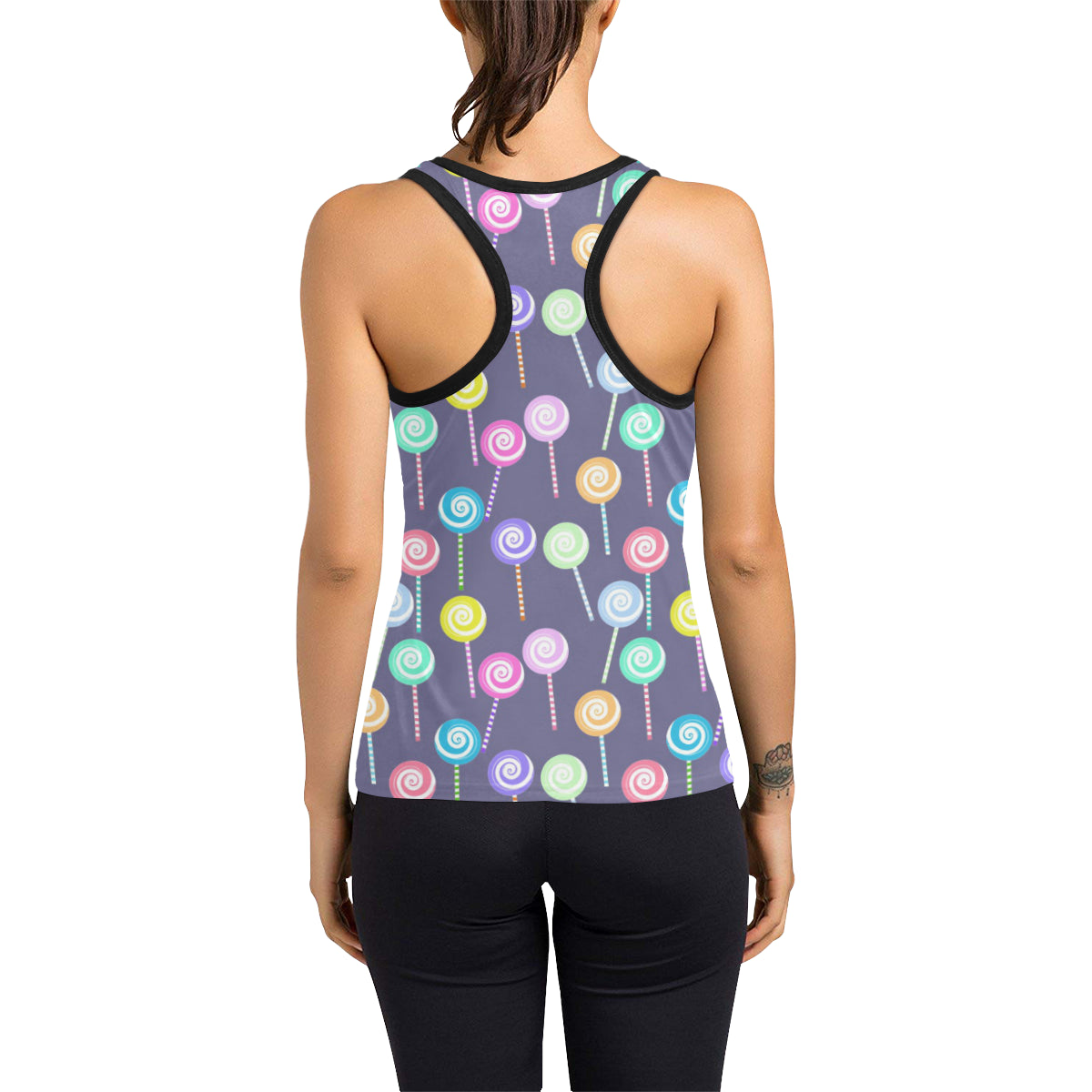 Lollipop Pattern Print Design LL03 Women's Racerback Tank Top