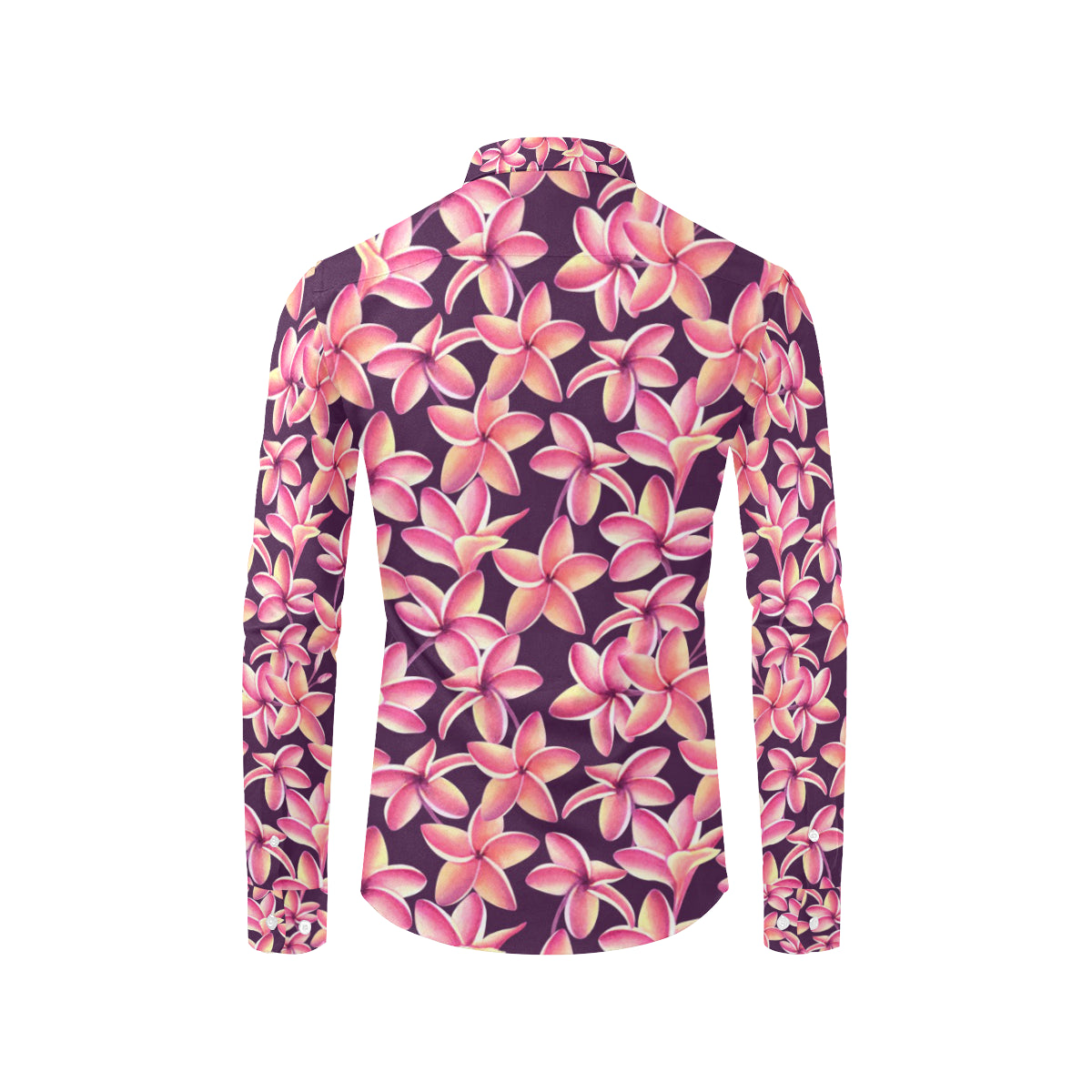 Purple Plumeria Pattern Print Design PM010 Men's Long Sleeve Shirt