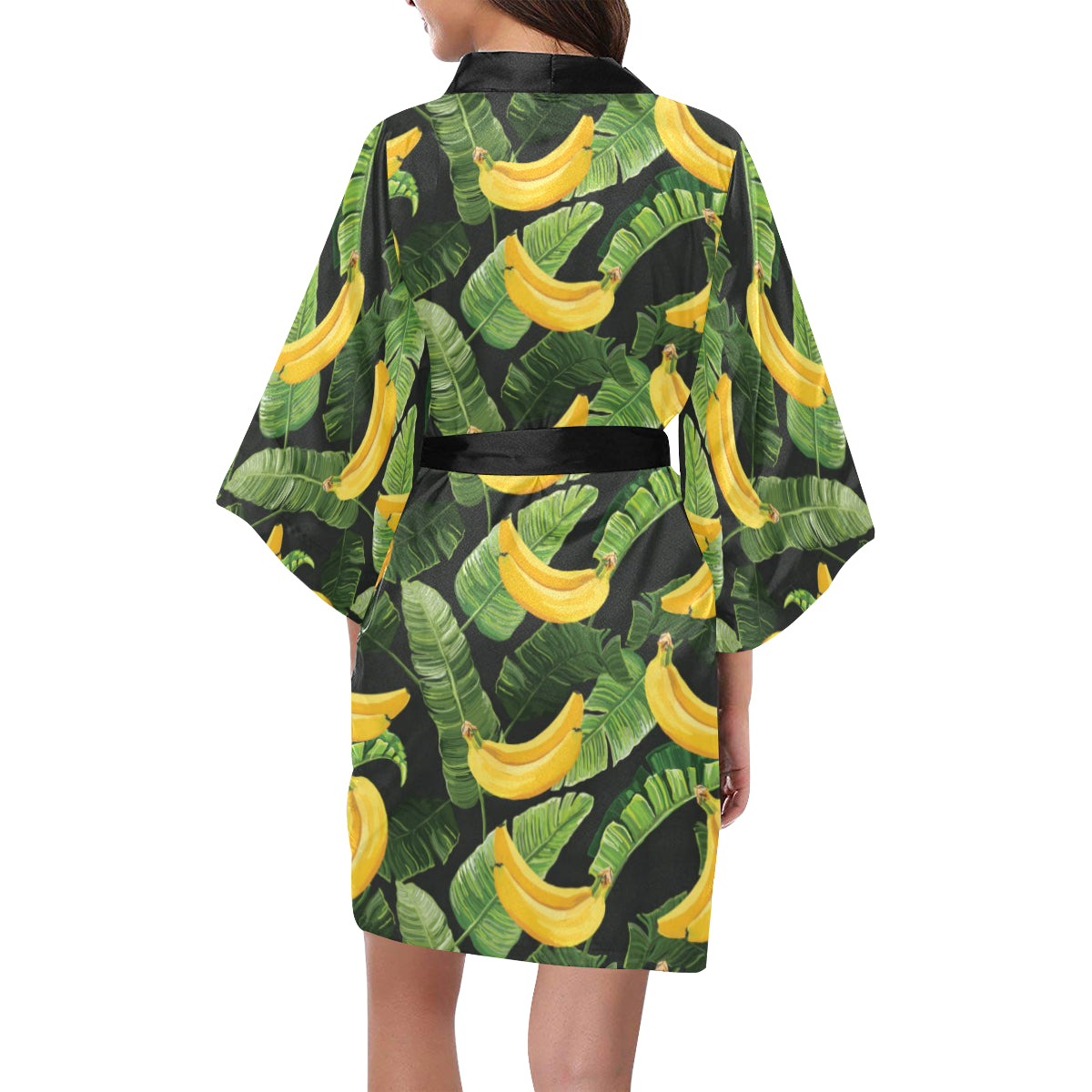 Banana Pattern Print Design BA01 Women's Short Kimono