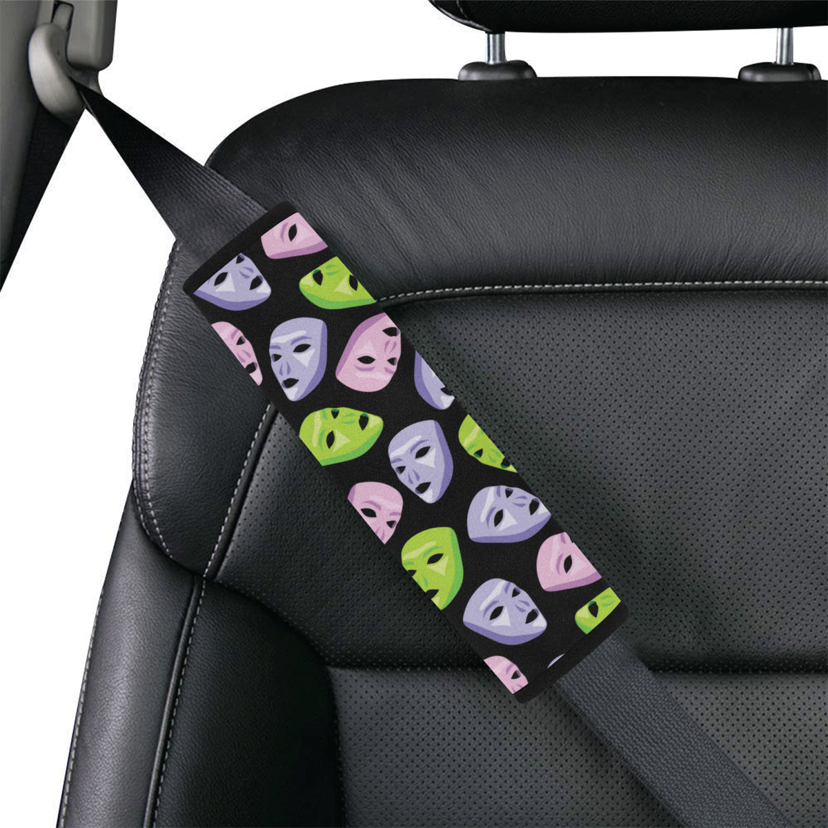 Acting Mask Pattern Print Design 04 Car Seat Belt Cover