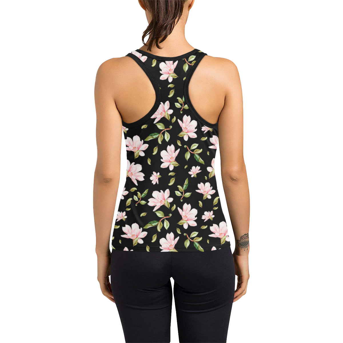 Magnolia Pattern Print Design MAG01 Women's Racerback Tank Top