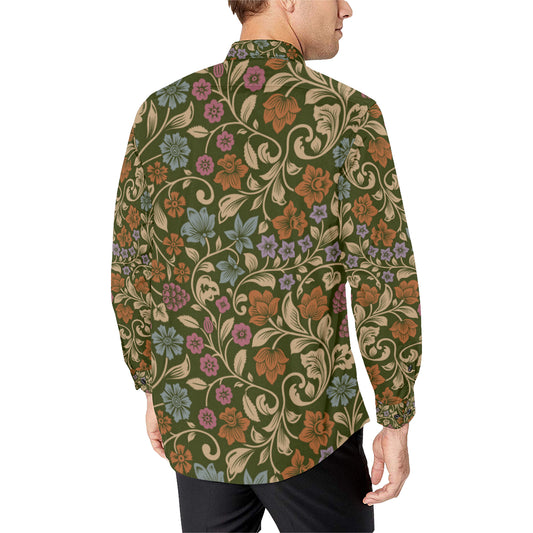 Floral Vintage Print Pattern Men's Long Sleeve Shirt