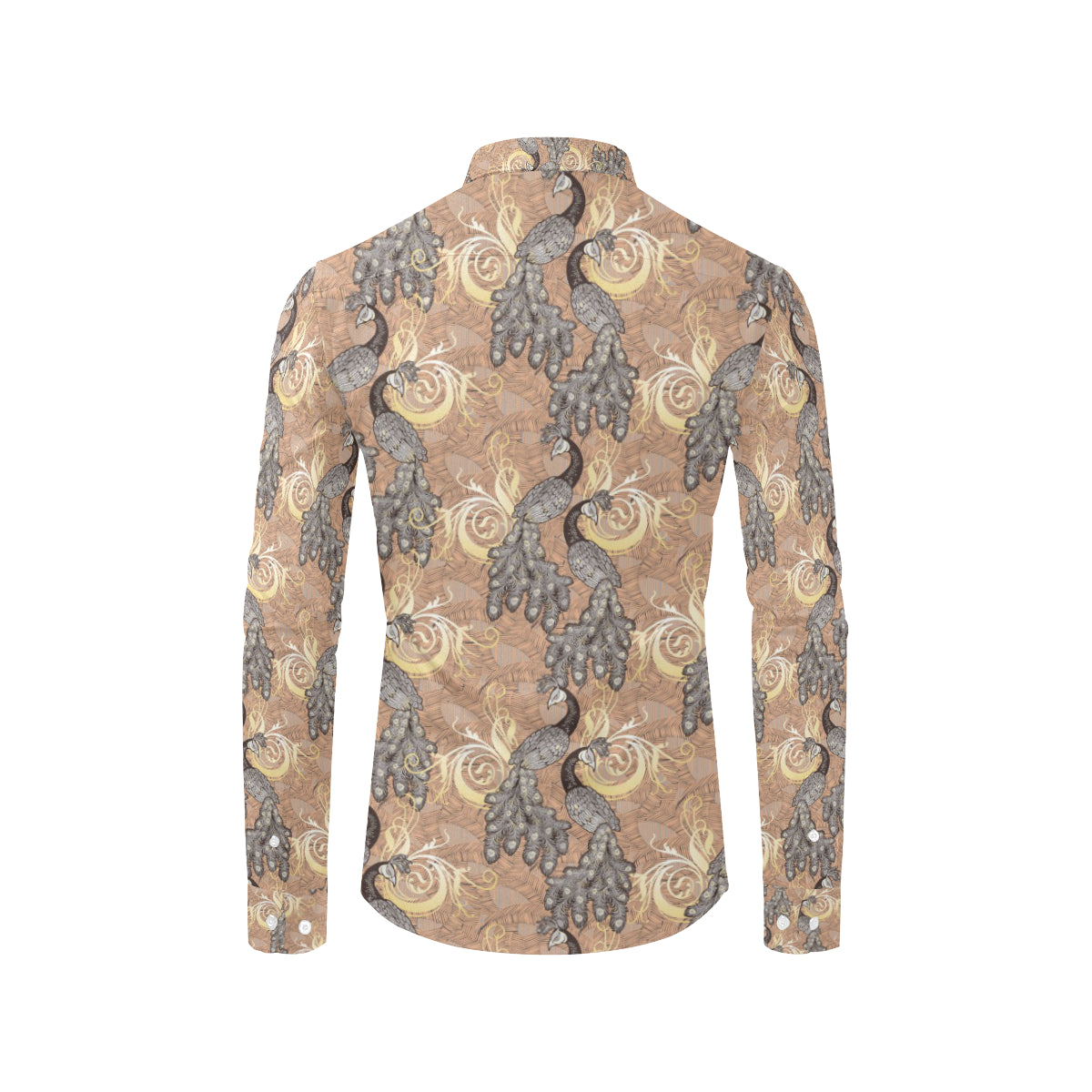 Peacock Pattern Print Design A05 Men's Long Sleeve Shirt