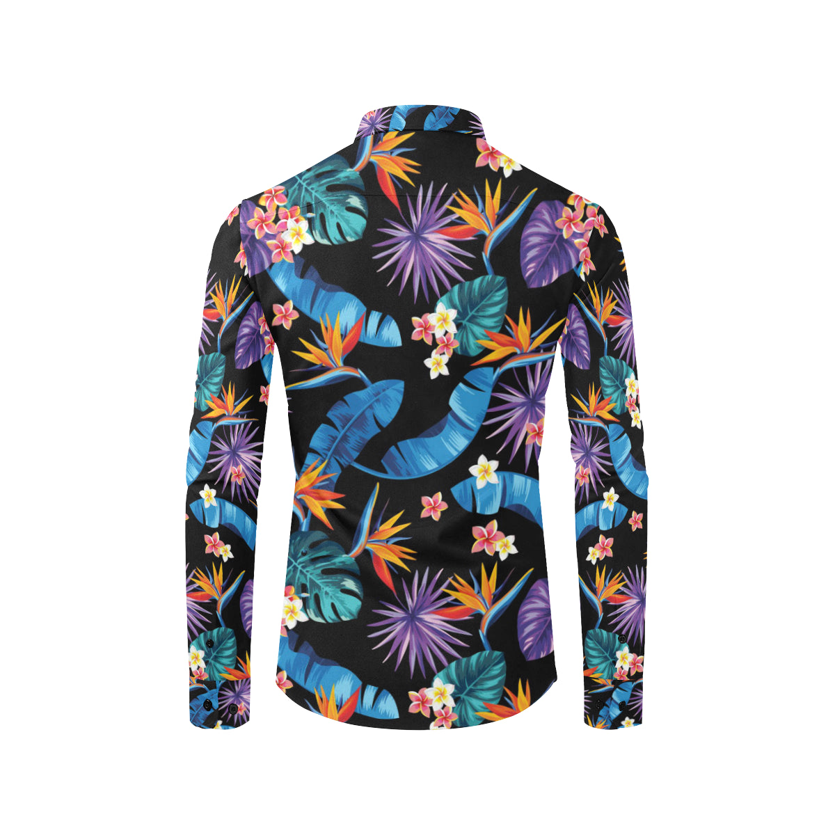 Tropical Flower Pattern Print Design TF018 Men's Long Sleeve Shirt