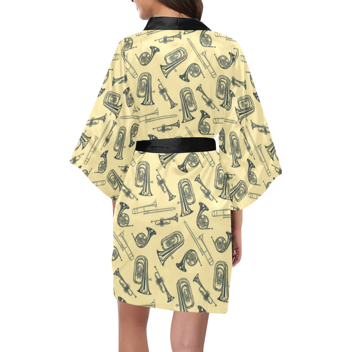 Tuba Pattern Print Design 01 Women's Short Kimono