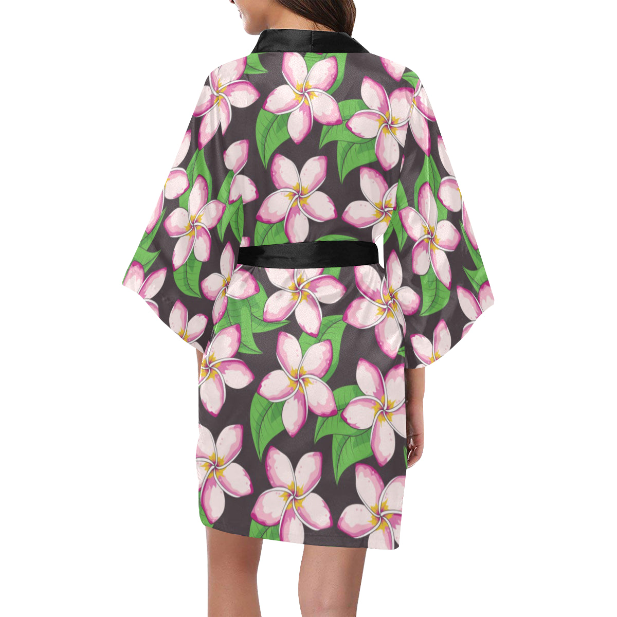Pink Plumeria Pattern Print Design PM019 Women Kimono Robe