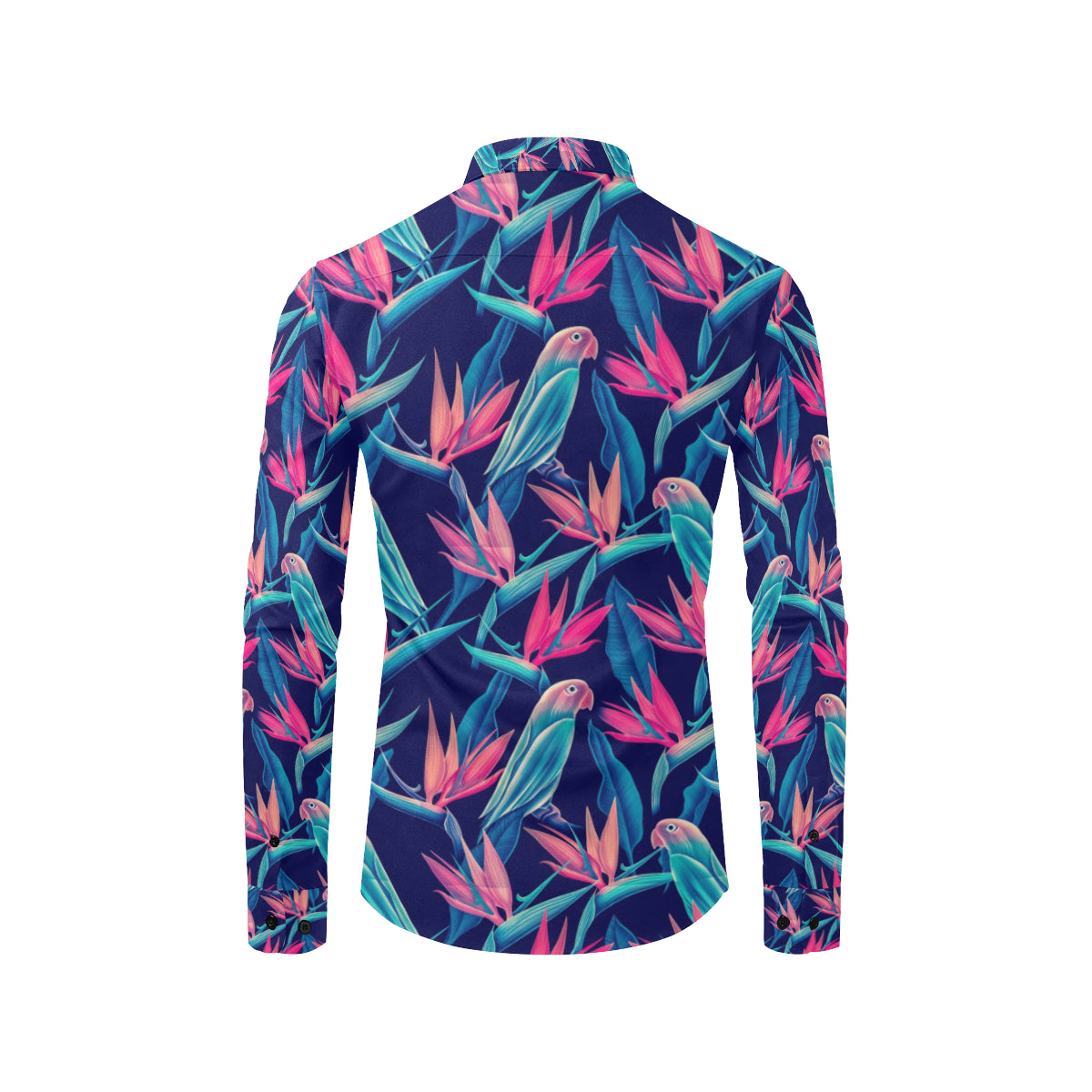 Tropical Flower Pattern Print Design TF024 Men's Long Sleeve Shirt