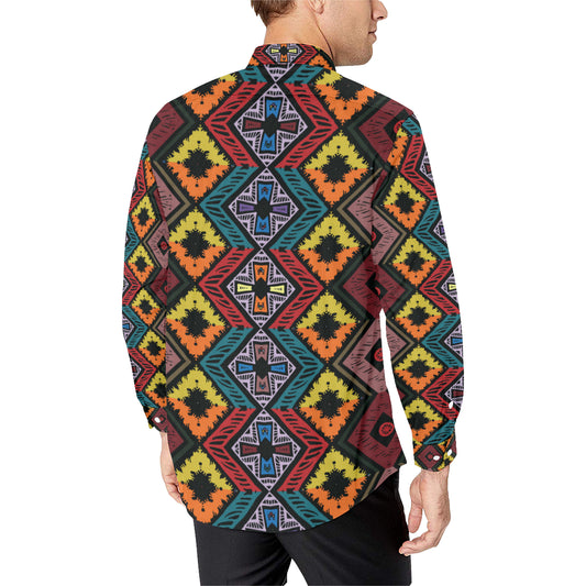 African Pattern Print Design 08 Men's Long Sleeve Shirt