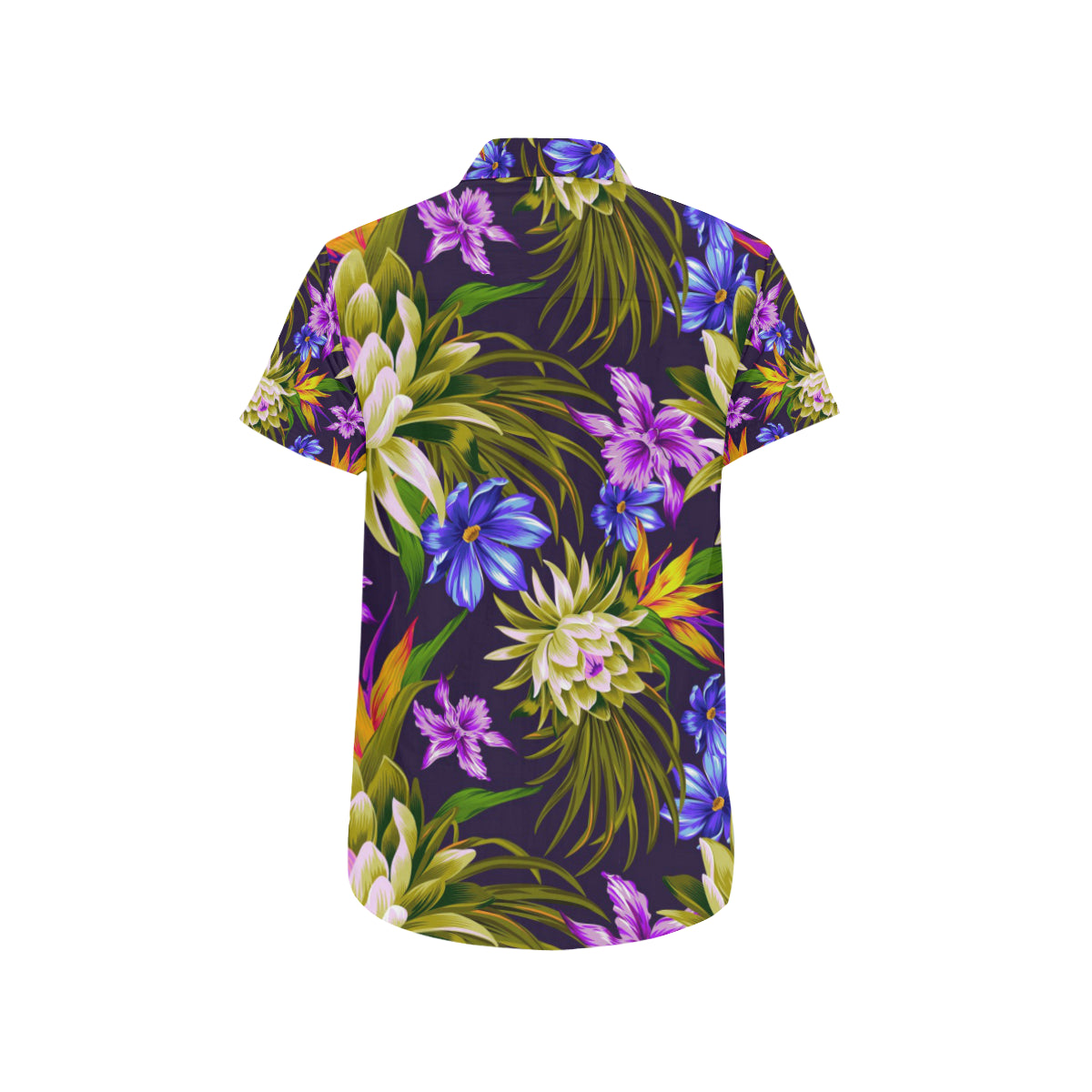 Water Lily Pattern Print Design WL08 Men's Short Sleeve Button Up Shirt