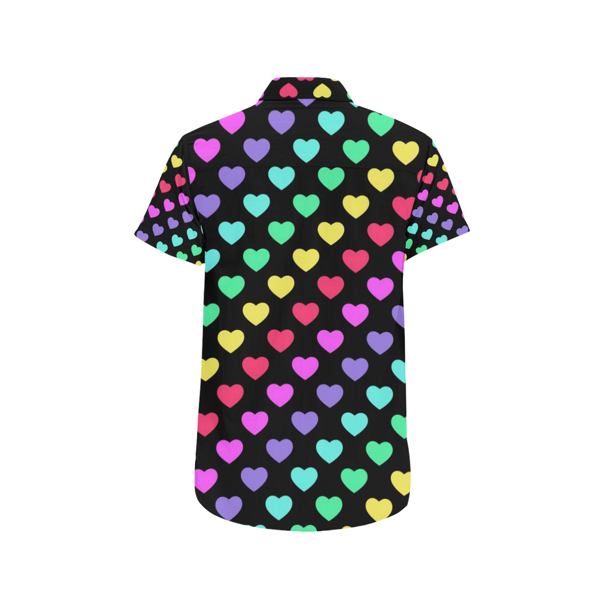 Heart Rainbow Pattern Print Design HE02 Men's Short Sleeve Button Up Shirt