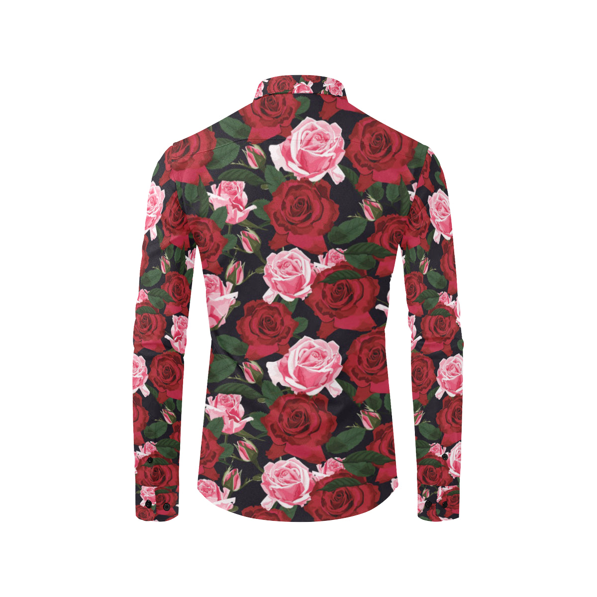 Rose Red Pink Pattern Print Design RO01 Men's Long Sleeve Shirt