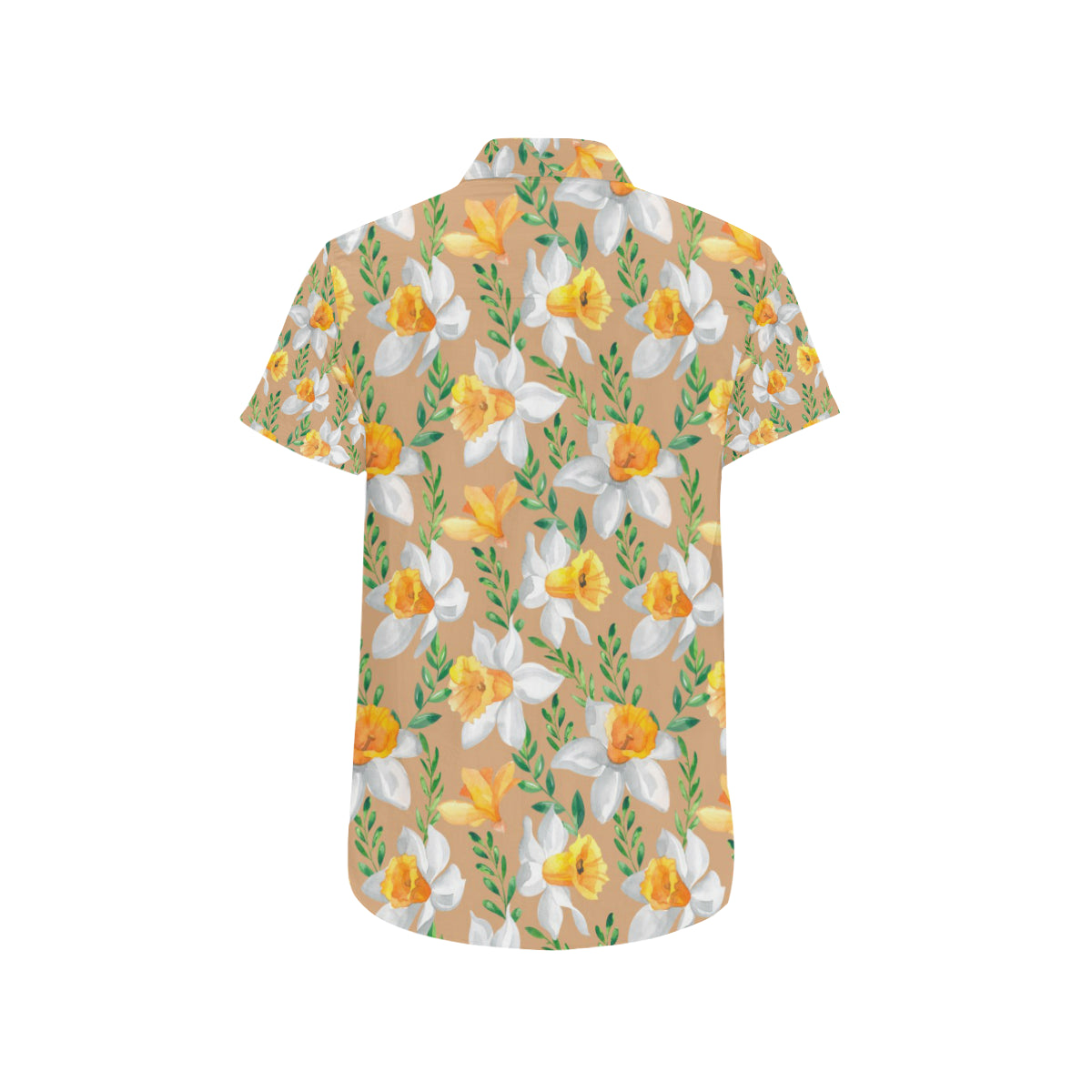 Daffodils Pattern Print Design DF04 Men's Short Sleeve Button Up Shirt