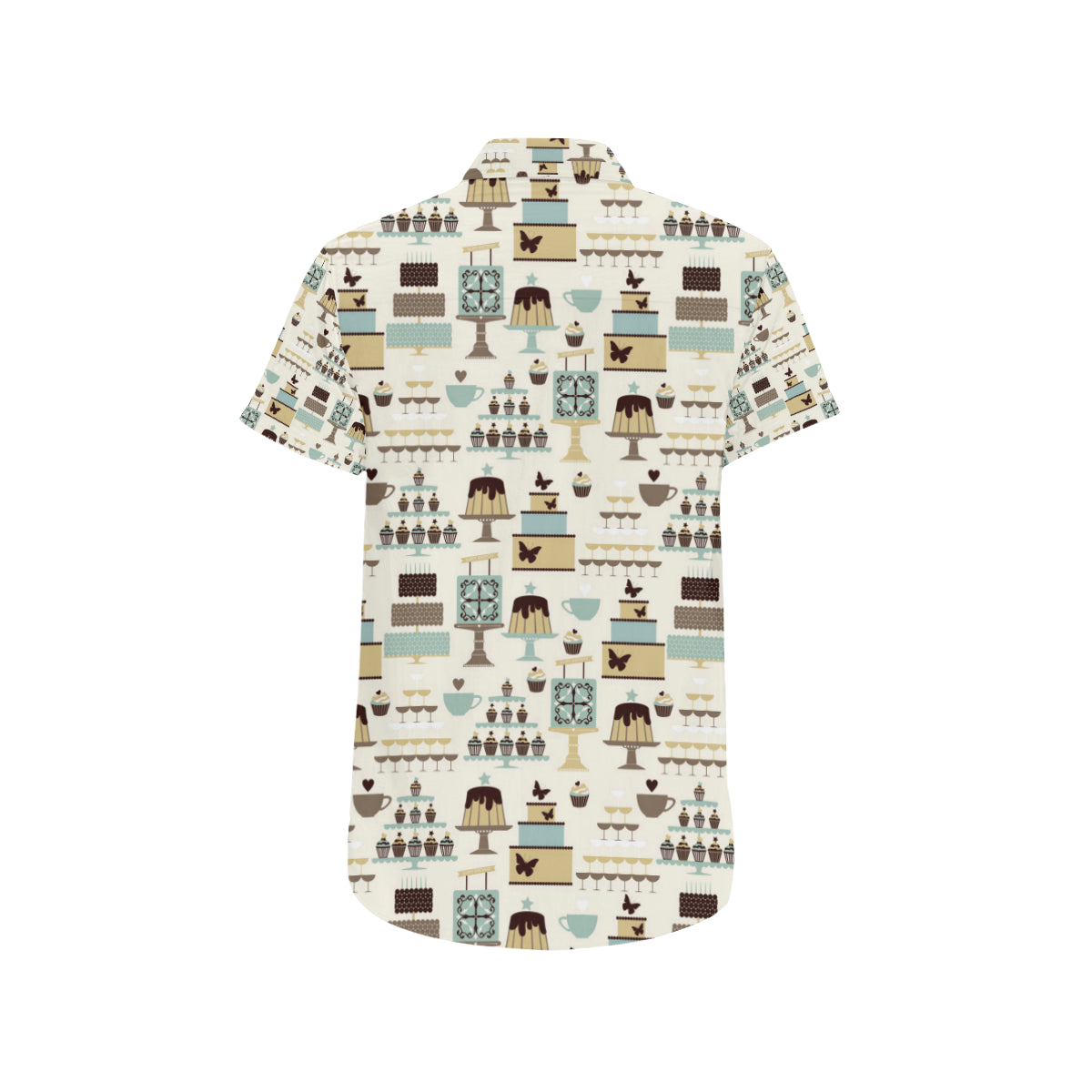 Cake Pattern Print Design 02 Men's Short Sleeve Button Up Shirt