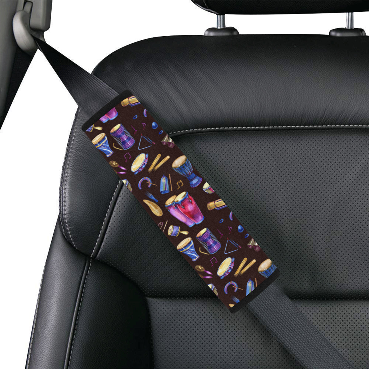 Percussion Neon Pattern Print Design 04 Car Seat Belt Cover