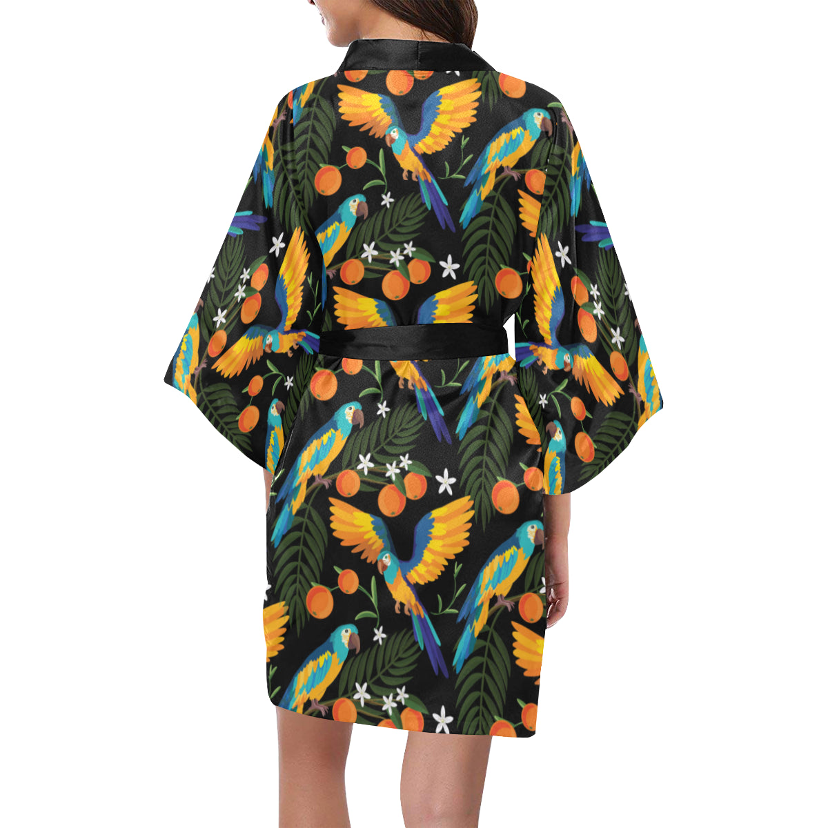 Macaw Pattern Print Design 03 Women's Short Kimono