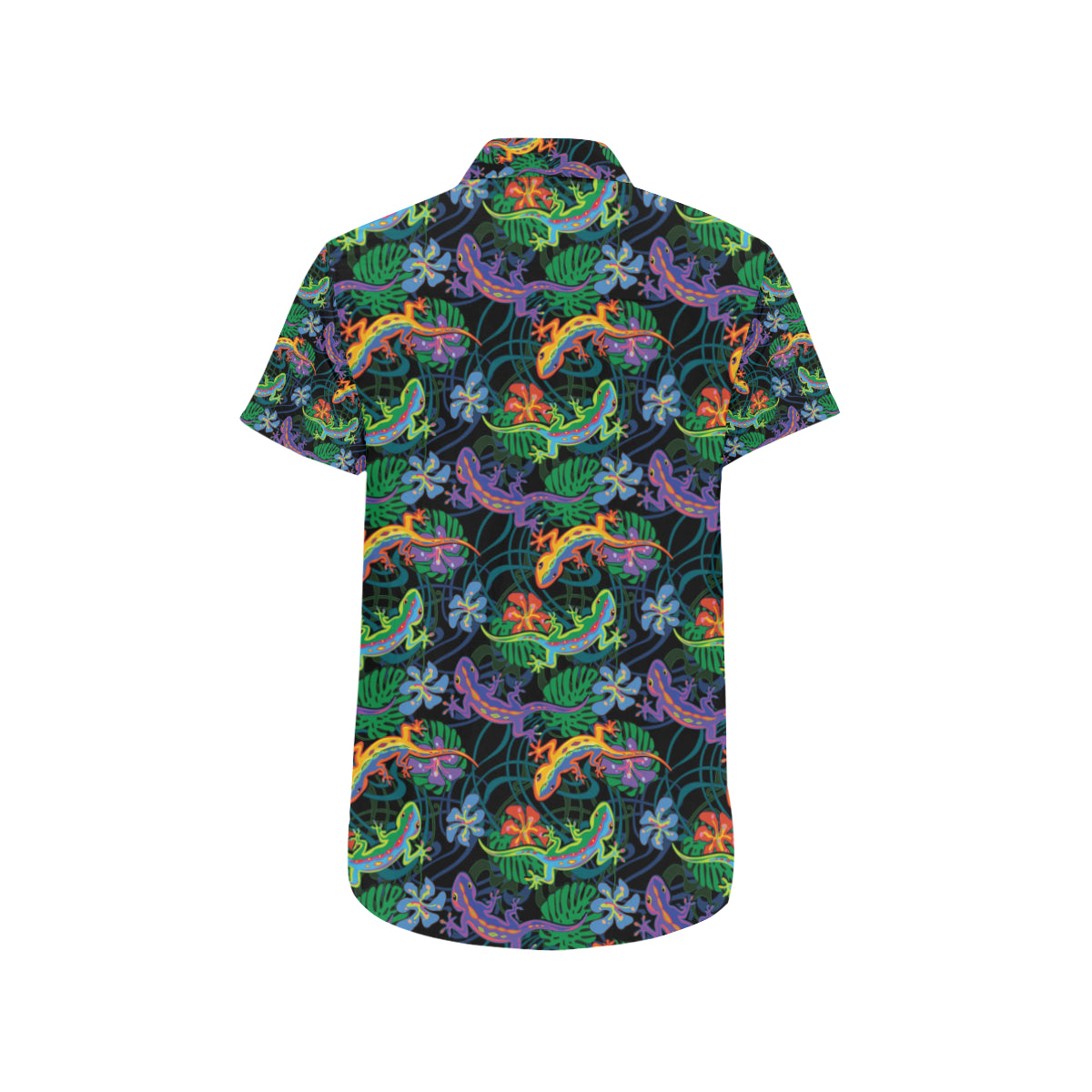 Gecko Colorful Pattern Print Design 01 Men's Short Sleeve Button Up Shirt