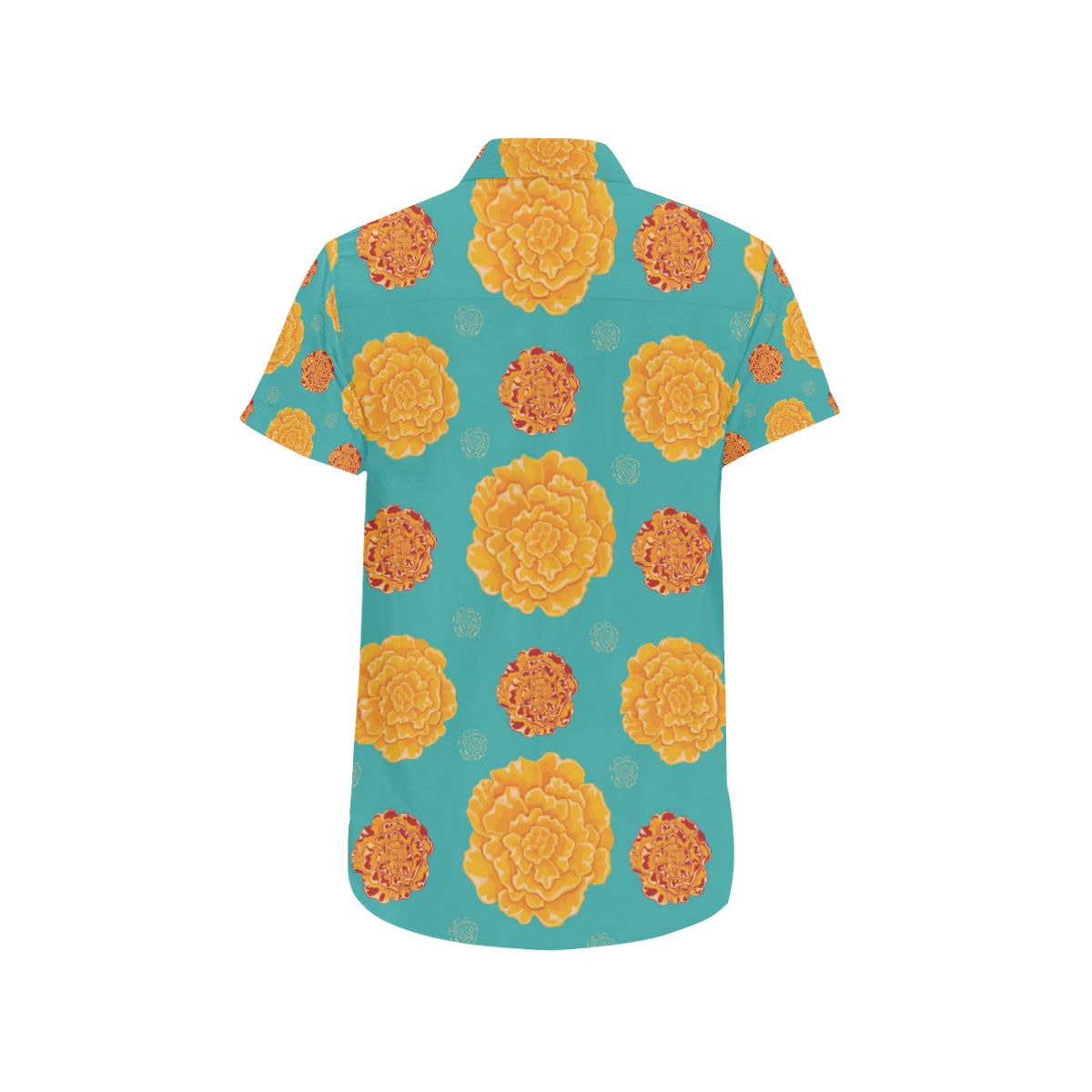 Marigold Pattern Print Design 02 Men's Short Sleeve Button Up Shirt