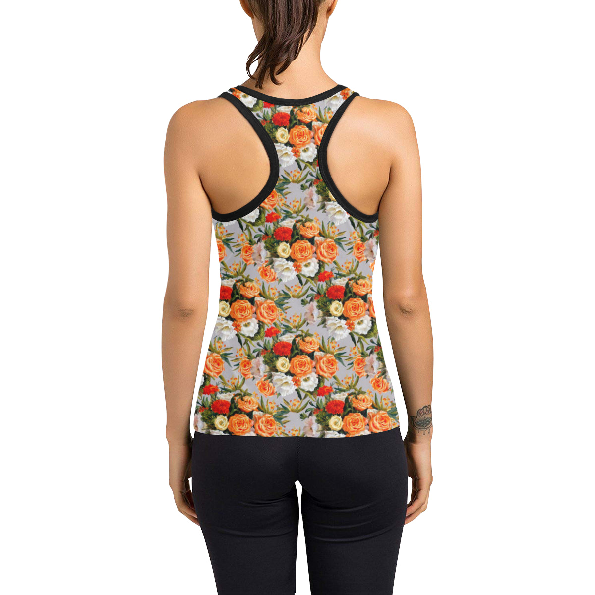 Lisianthus Pattern Print Design LT04 Women's Racerback Tank Top
