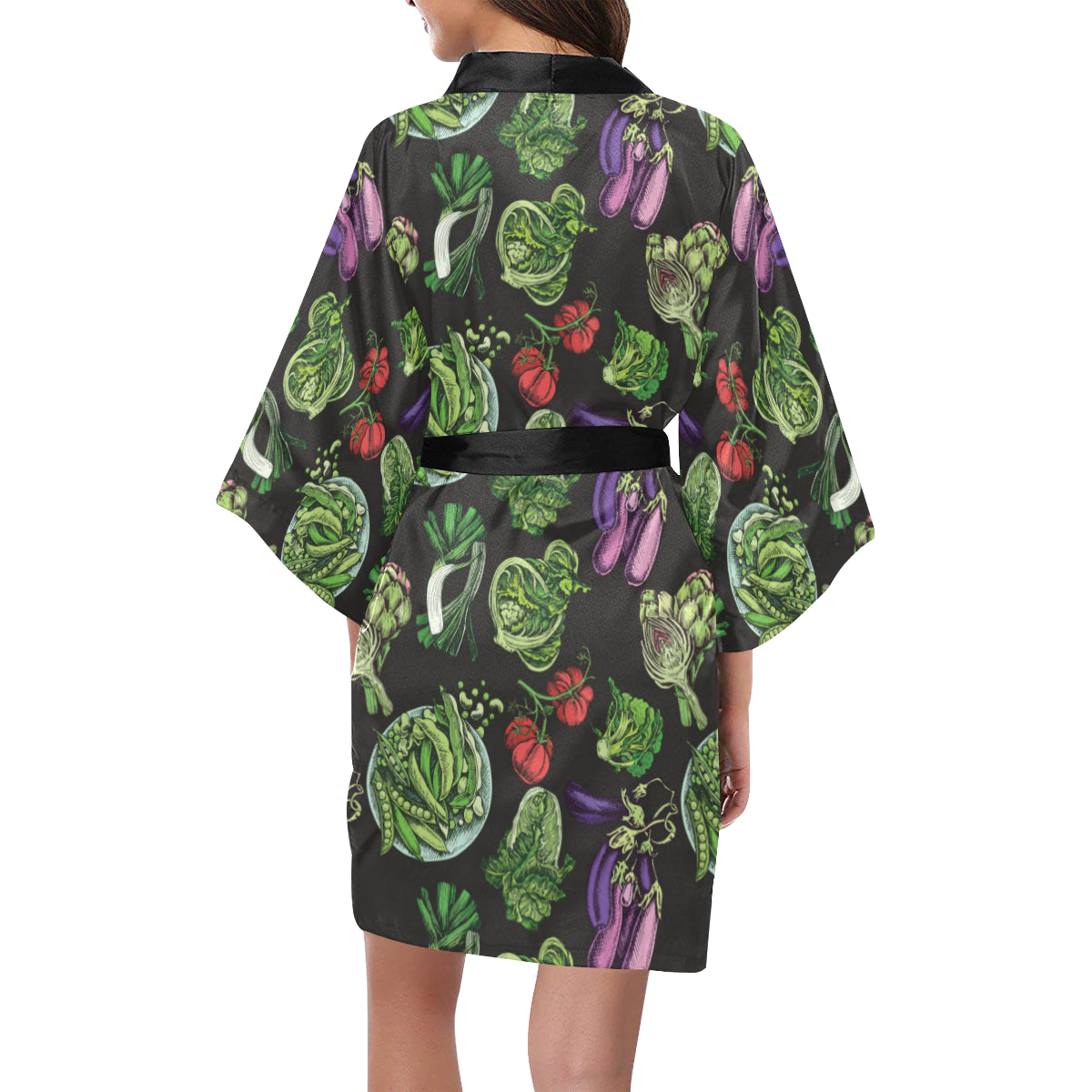 Lettuce Pattern Print Design 01 Women's Short Kimono