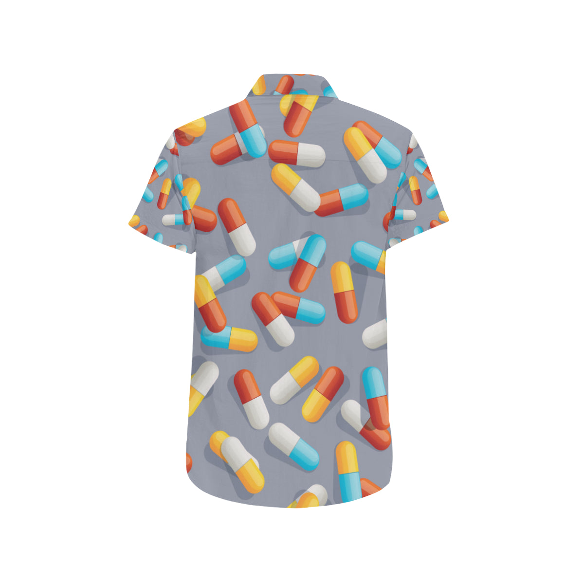 Pill Pattern Print Design A01 Men's Short Sleeve Button Up Shirt