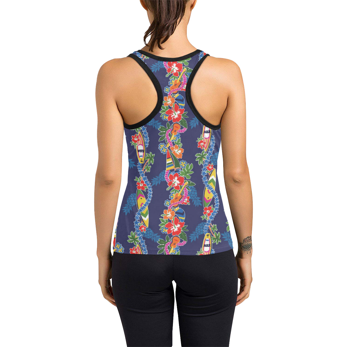 Hawaiian Themed Pattern Print Design H04 Women's Racerback Tank Top