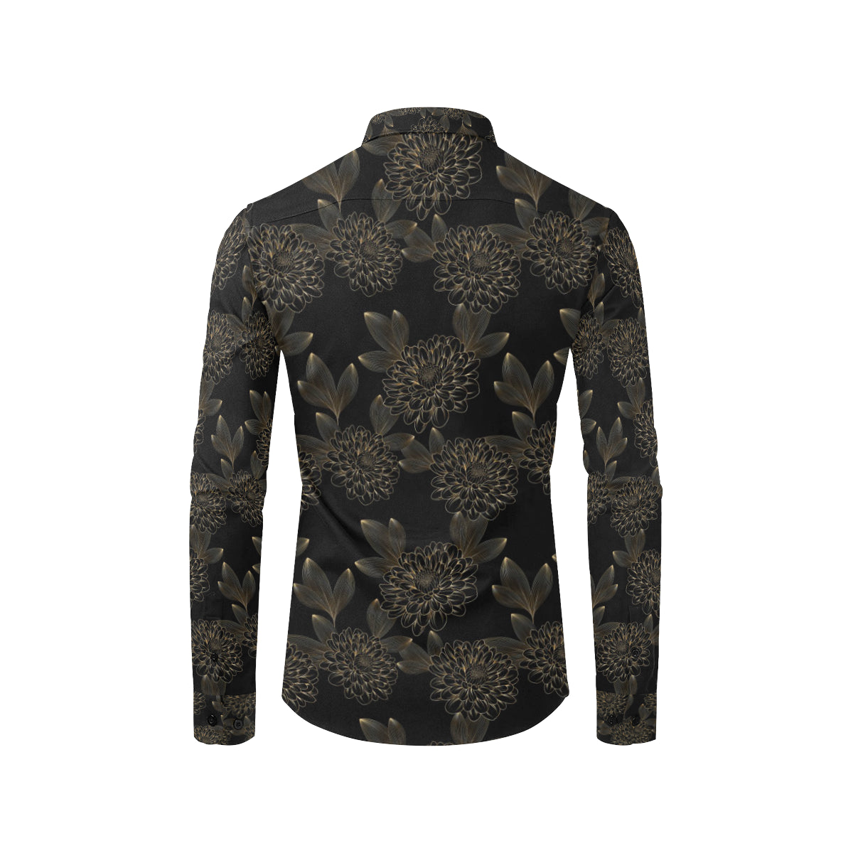 Dahlia Pattern Print Design DH04 Men's Long Sleeve Shirt