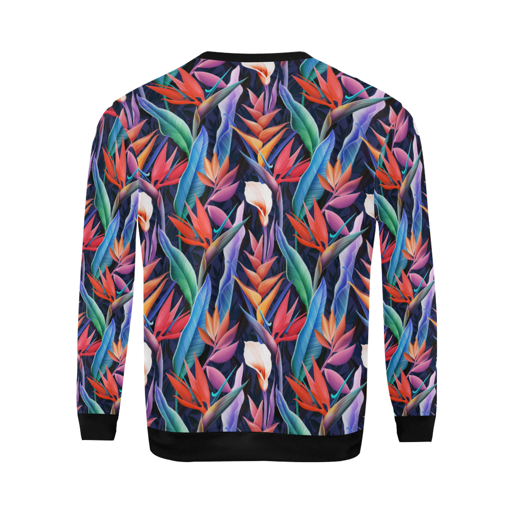 Tropical Flower Pattern Print Design TF023 Men Long Sleeve Sweatshirt