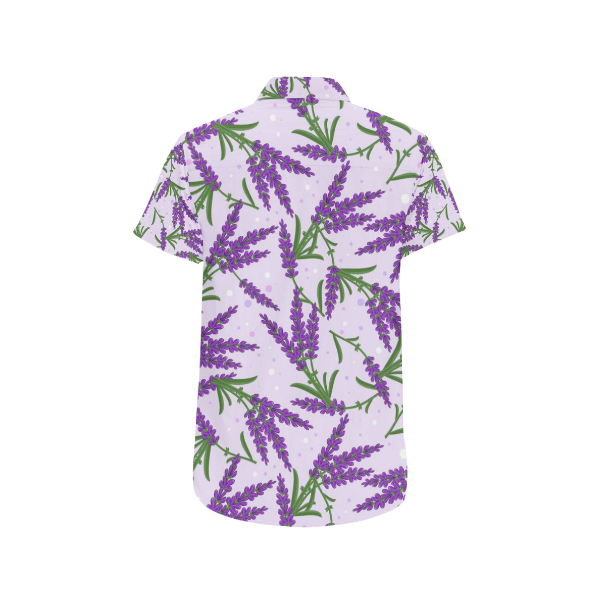 Lavender Pattern Print Design LV02 Men's Short Sleeve Button Up Shirt