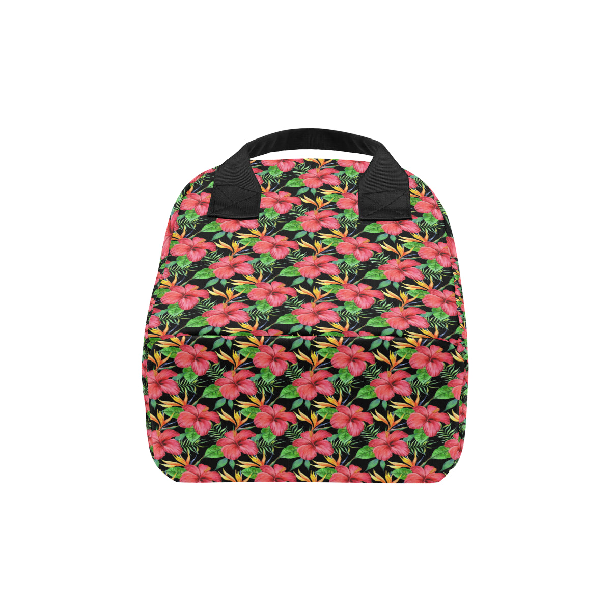 Red Hibiscus Pattern Print Design HB07 Insulated Lunch Bag