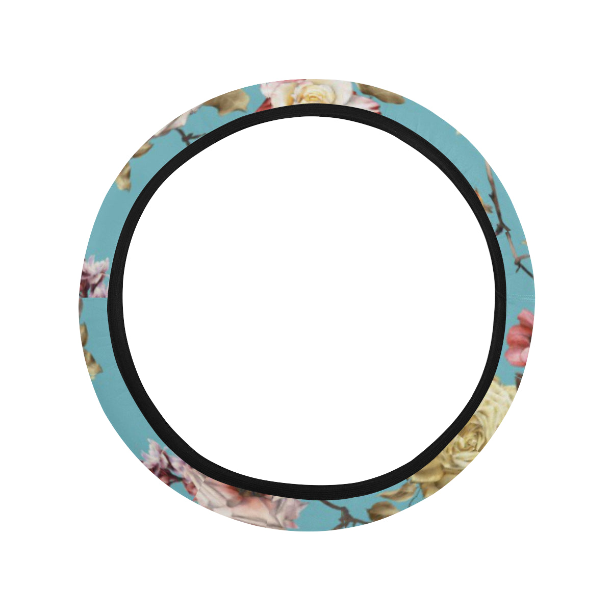 Summer Floral Pattern Print Design SF05 Steering Wheel Cover with Elastic Edge