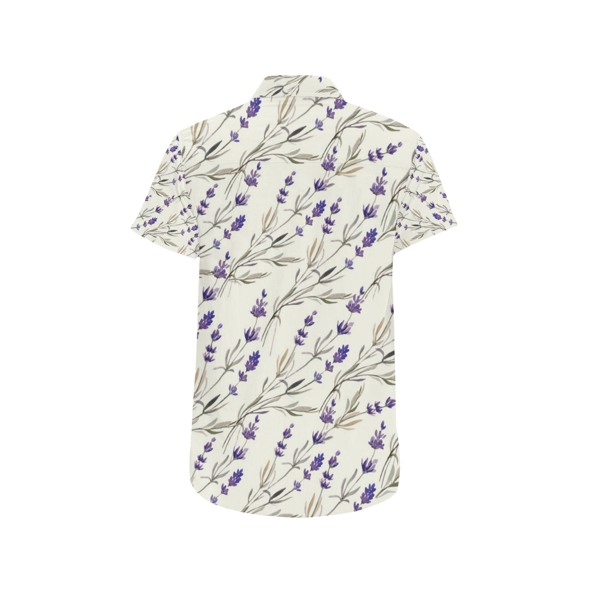 Lavender Pattern Print Design 01 Men's Short Sleeve Button Up Shirt