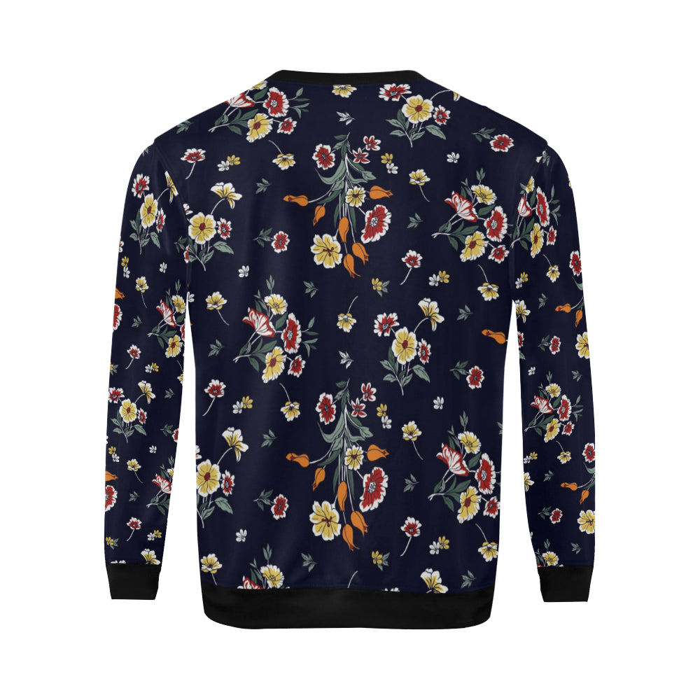 Summer Floral Pattern Print Design SF01 Men Long Sleeve Sweatshirt