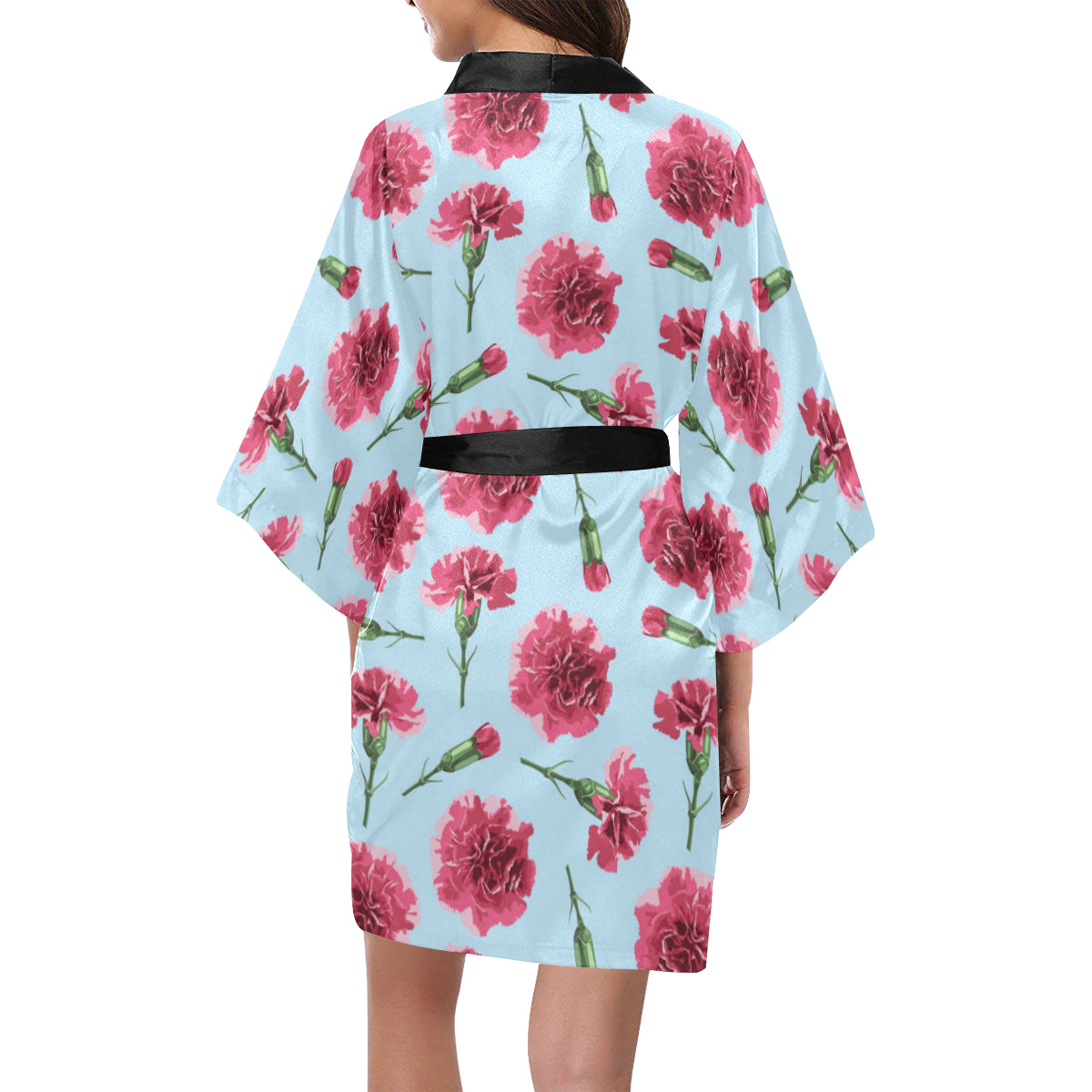 Carnations Pattern Print Design CN01 Women's Short Kimono