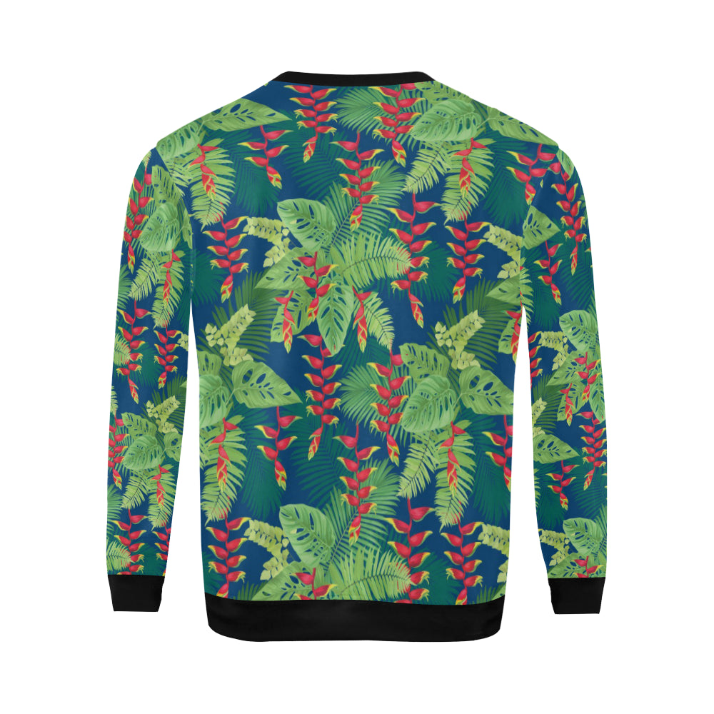 Heliconia Pattern Print Design HL08 Men Long Sleeve Sweatshirt