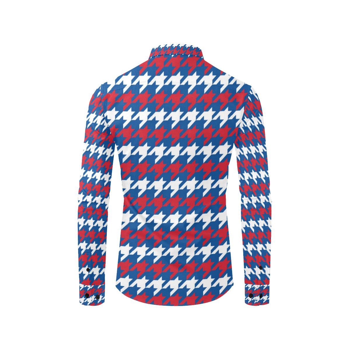 Patriotic Houndstooth Pattern Print Design A02 Men's Long Sleeve Shirt