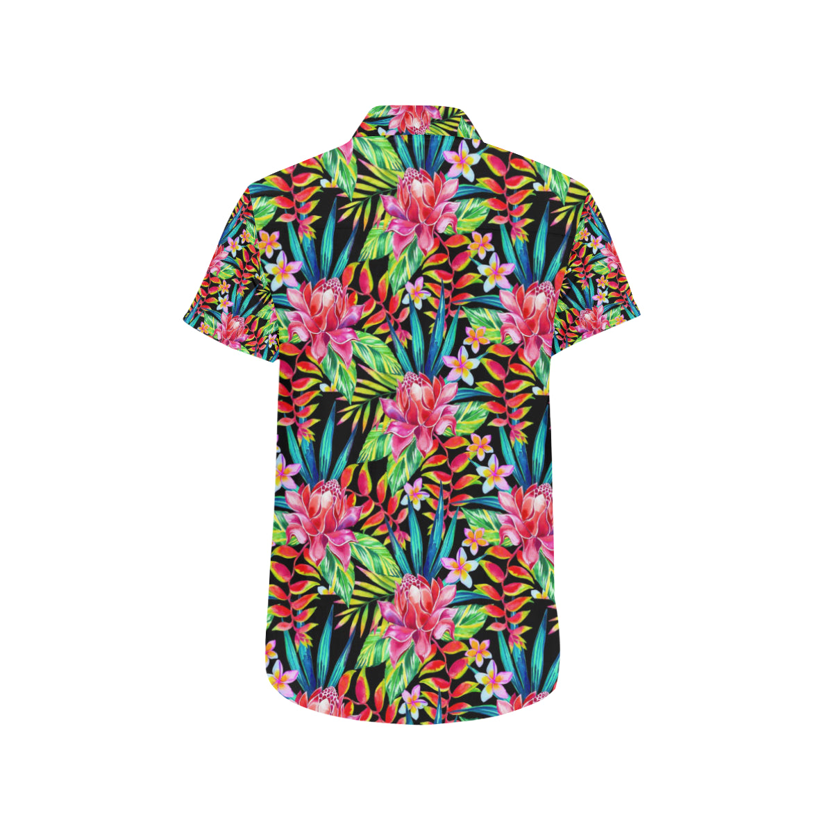 Heliconia Pattern Print Design HL02 Men's Short Sleeve Button Up Shirt
