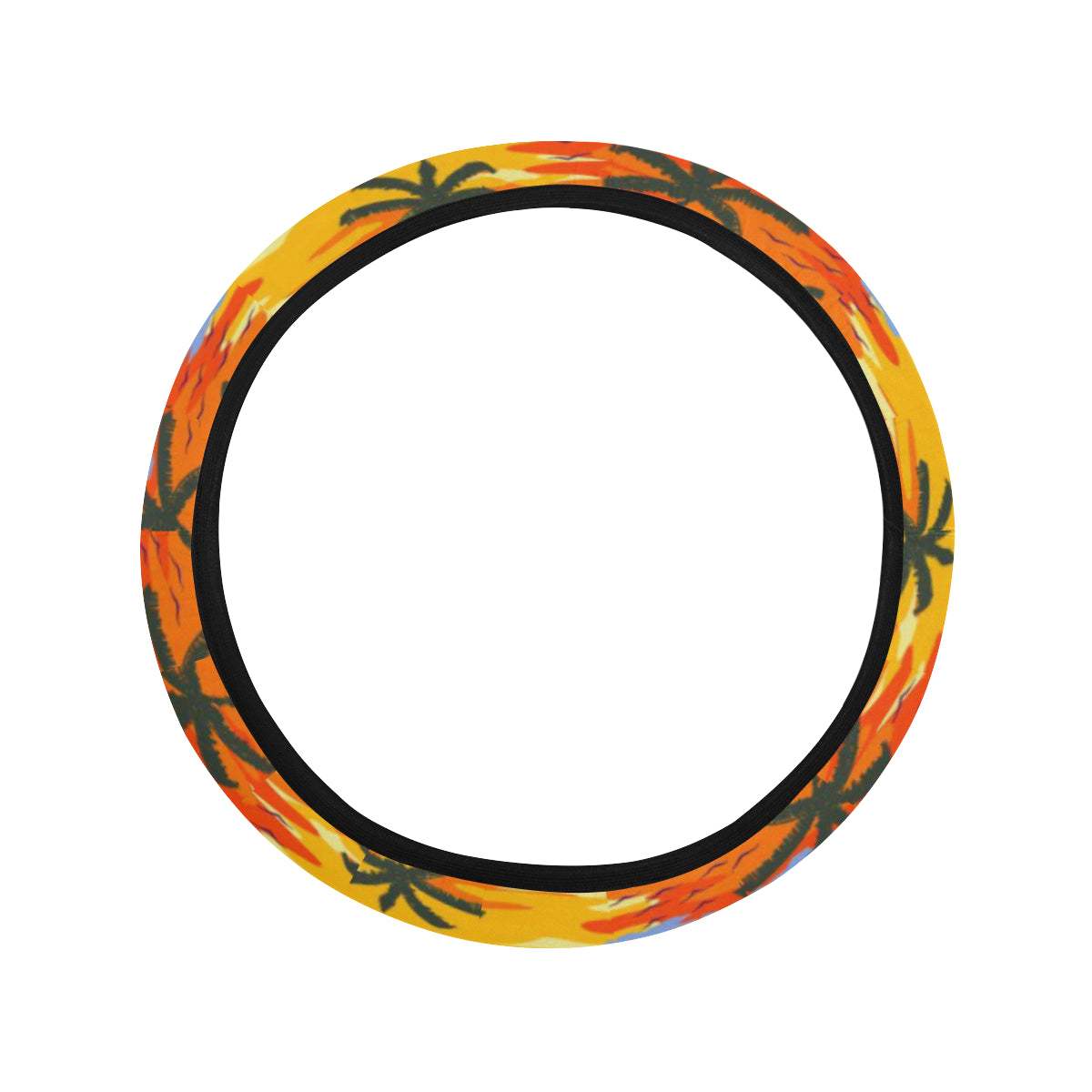 Palm Tree Pattern Print Design PT010 Steering Wheel Cover with Elastic Edge