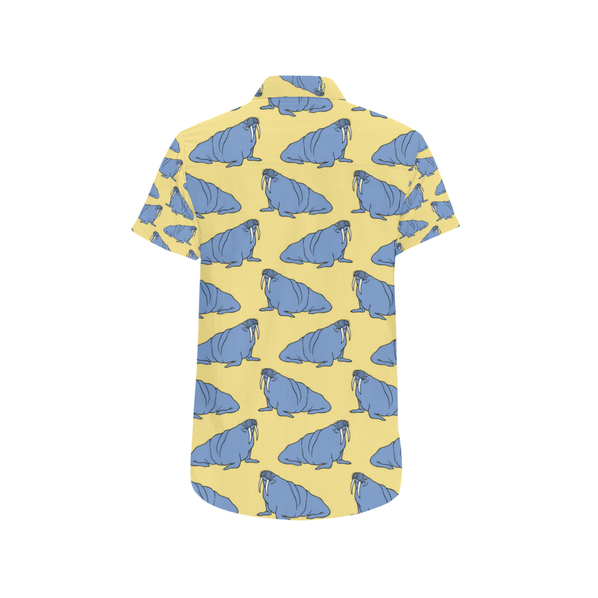 Walrus Pattern Print Design 02 Men's Short Sleeve Button Up Shirt