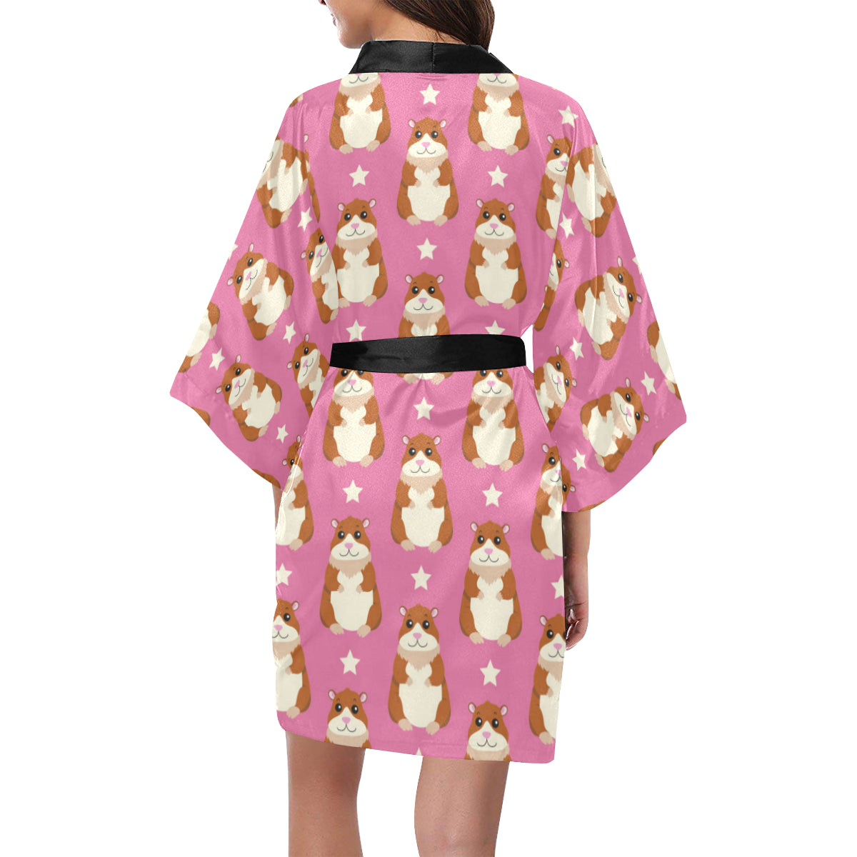 Hamster Cute Pattern Print Design 02 Women's Short Kimono