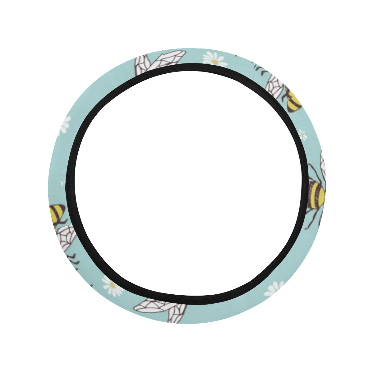 Bee Pattern Print Design BEE010 Steering Wheel Cover with Elastic Edge