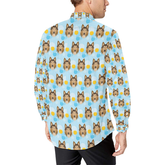 Collies Pattern Print Design 02 Men's Long Sleeve Shirt