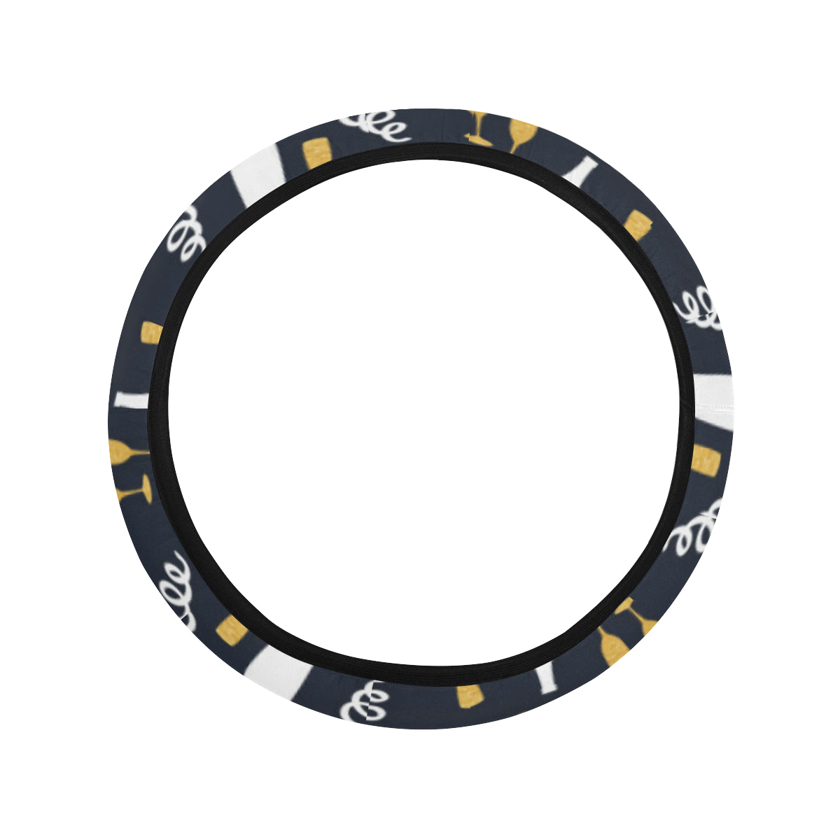 Champagne Pattern Print Design 01 Steering Wheel Cover with Elastic Edge