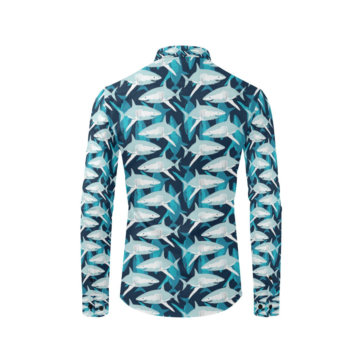 Shark Design Print Men's Long Sleeve Shirt