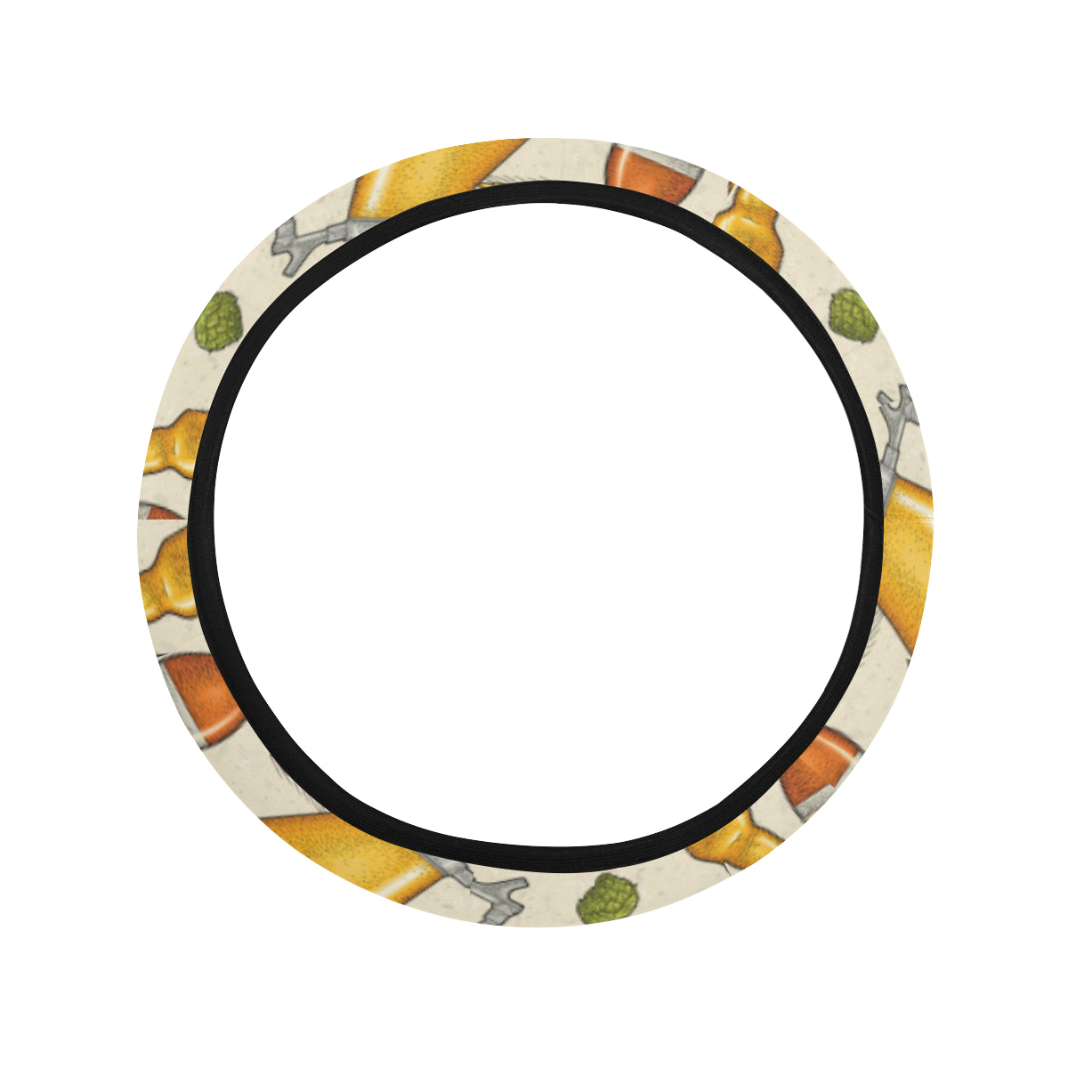 Beer Pattern Print Design 05 Steering Wheel Cover with Elastic Edge