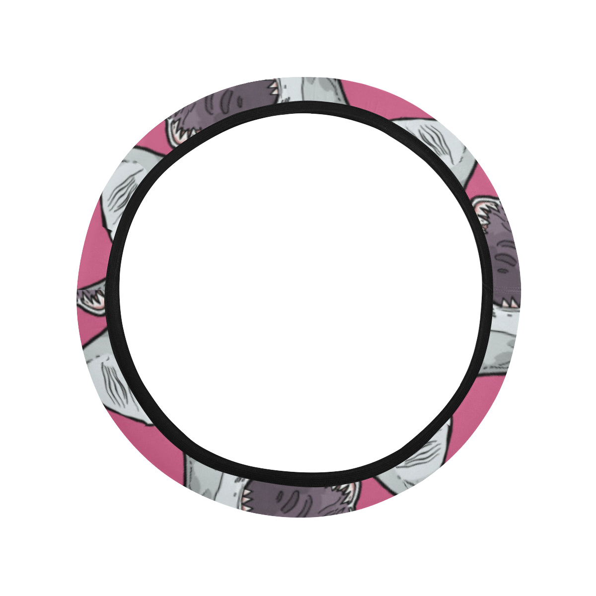 Great White Shark Pattern Print Design 01 Steering Wheel Cover with Elastic Edge