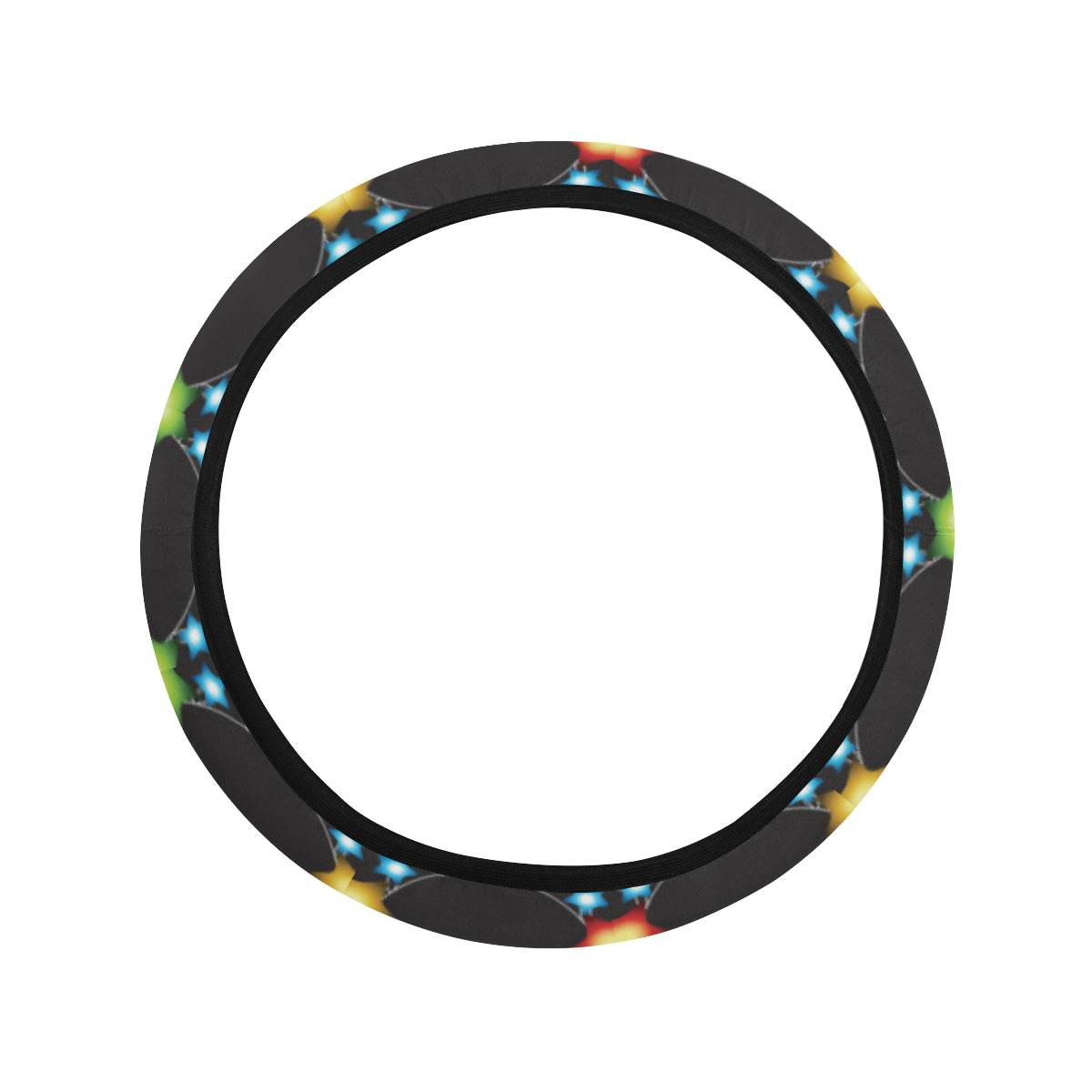 Christmas Light Pattern Print Design 01 Steering Wheel Cover with Elastic Edge