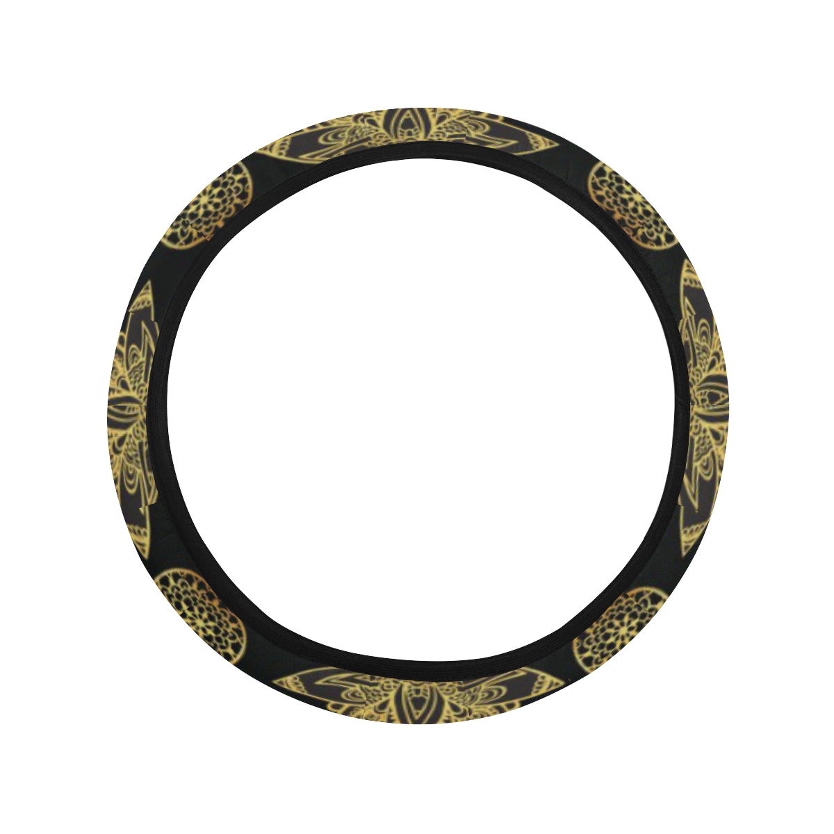 lotus Boho Pattern Print Design LO03 Steering Wheel Cover with Elastic Edge